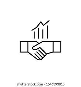 Handshake, business deal, sharing progress, sharing stats, satisfying stats icon vector image. Can also be used for food and drinks. Suitable for mobile apps, web apps and print media.