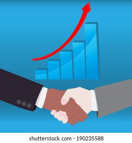 Handshake  with business growth graphs background.EPS10