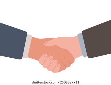 Apretón de manos, ayuda empresarial y éxito en asociación. Mano de ayuda. Dale la mano al equipo. Comunicación de hombres, Acuerdo de negocios, reunión. Firma el contrato, paz. Ilustración plana de Vector