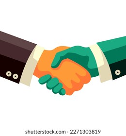 Handshake business icon. Symbol of successful deal transaction. Partnership, meeting businessman. Vector illustration flat design. Isolated on white background. Cartoon style.