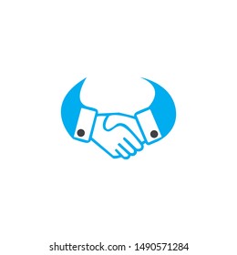 Handshake business logo - two hands make a deal on white background. Cooperation, partnership and agreement vector icon