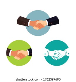 Handshake Business Men Vector Ilustration Flat Design