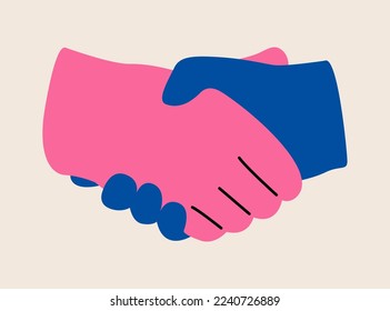 Handshake. Handshake von Geschäftspartnern. Business-Handshake. Farbige Vektorgrafik
