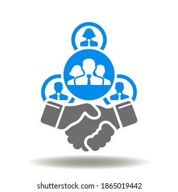 Handshake business partners group network icon vector. Collective bargaining agreement symbol. Parnership Trust Collaboration Sign.