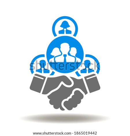Handshake business partners group network icon vector. Collective bargaining agreement symbol. Parnership Trust Collaboration Sign.