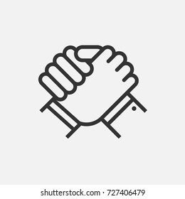 Handshake of business partners. Human greeting. Arm wrestling symbol.  Vector illustration. Eps 10.