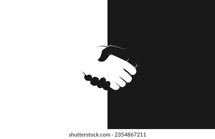 Handshake of business partners. Pros and cons of handshake. Business presentation. Vector illustration.