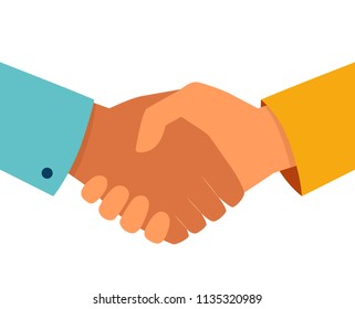 Handshake of business partners. Business handshake. Successful deal. Vector flat style illustration