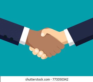 Handshake of business partners. Vector flat style illustration.