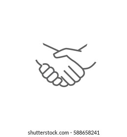 Handshake Of Business Partners Vector Icon, Flat Illustration. Team Interaction, A Black And White Icon