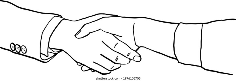 Handshake Business People agreement connection Hand drawn Line art illustration