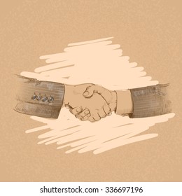 Handshake Business People Hands Shake Flat Retro Vector Illustration