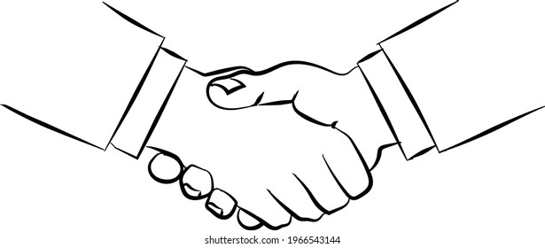 Handshake Businessman Agreement Vector Line Art Stock Vector (Royalty ...