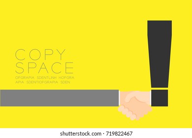 Handshake Businessman set Business Partner Connection: Warning concept idea illustration isolated on yellow color background, with copy space