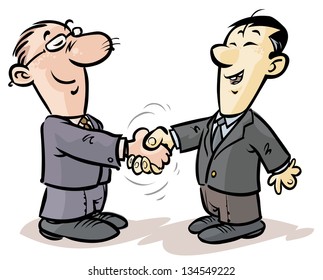	Handshake of businessmen from different nationalities.