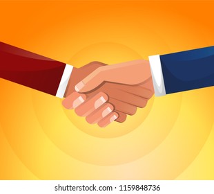 Handshake. Businessmen shake hands. Business partners make a deal. Vector illustration