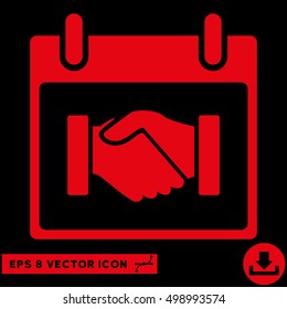 Handshake Calendar Day icon. Vector EPS illustration style is flat iconic symbol, red color.