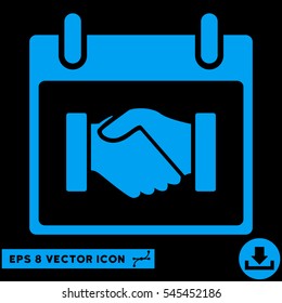 Handshake Calendar Day icon. Vector EPS illustration style is flat iconic symbol, blue color.