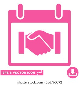 Handshake Calendar Day icon. Vector EPS illustration style is flat iconic symbol, pink color.