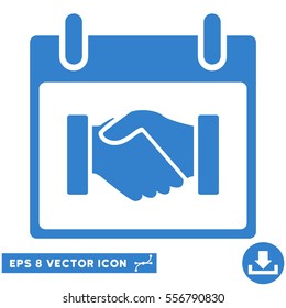 Handshake Calendar Day icon. Vector EPS illustration style is flat iconic symbol, cobalt color.
