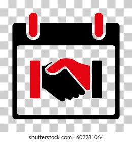 Handshake Calendar Day icon. Vector illustration style is flat iconic bicolor symbol, intensive red and black colors, transparent background. Designed for web and software interfaces.