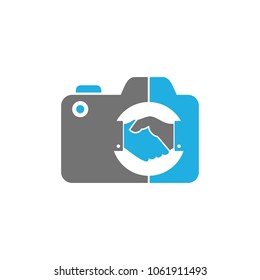 Handshake Camera Logo Icon Design