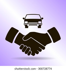 handshake and car vector icon