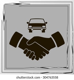 handshake and car vector icon