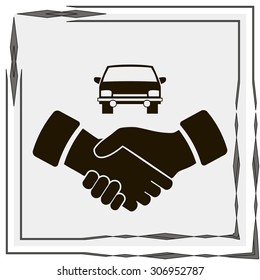 handshake and car vector icon