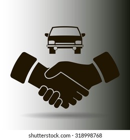 handshake and car vector icon