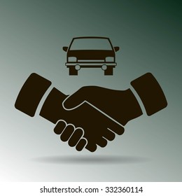 handshake and car vector icon