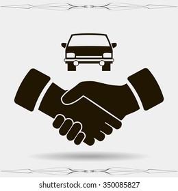 handshake and car vector icon