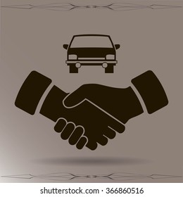 handshake and car vector icon