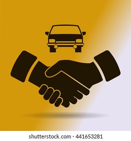handshake and car vector icon