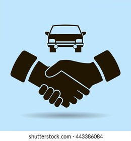 handshake and car vector icon