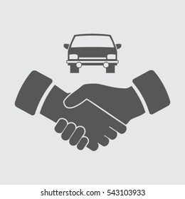 handshake and car vector icon