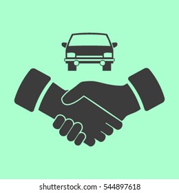 handshake and car vector icon