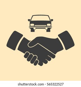 handshake and car vector icon