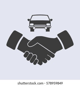 handshake and car vector icon