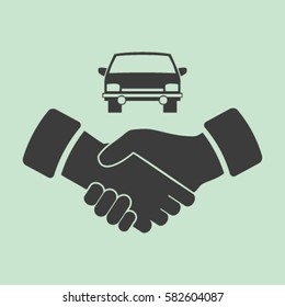 handshake and car vector icon