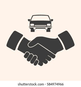 handshake and car vector icon