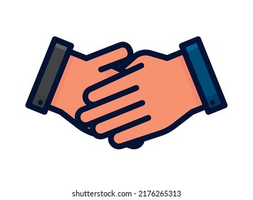 Cartoon-Symbol einzeln auf Handschütteln