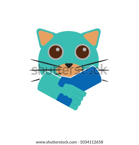 Handshake Cat Logo Icon Design