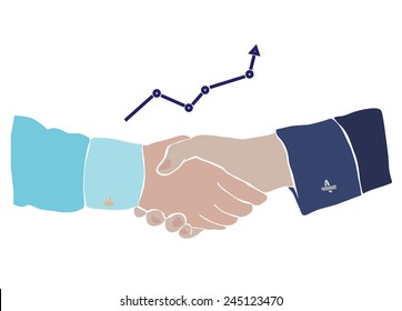 handshake and chart on a white background