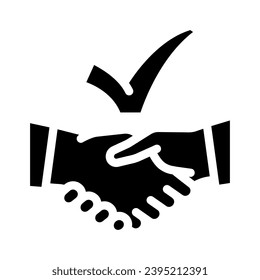 handshake check mark glyph icon vector. handshake check mark sign. isolated symbol illustration