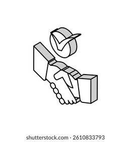 handshake check mark isometric icon vector. handshake check mark sign. isolated symbol illustration