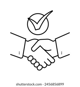 Vector de línea de marca de verificación de apretón de manos. símbolo de marca de verificación de apretón de manos.