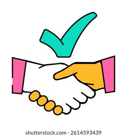 handshake check mark line icon vector. handshake check mark sign. isolated symbol illustration