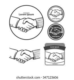 handshake in circle, design elements, mascot buisiness and finance, simple illustration