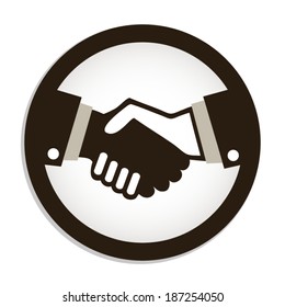 Handshake circle icon flat design brown and beige style for your business illustration